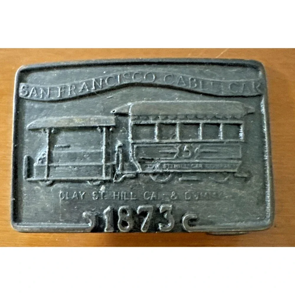 Vintage Heavy Belt Buckles Railroad Train Cablecar Lot of 4